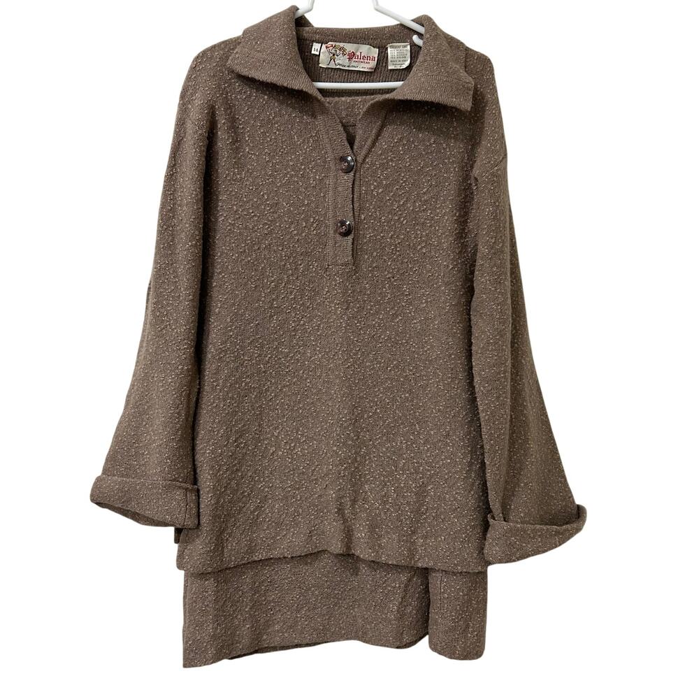 Palena Knitwear Vtg Womens Sz 14 Brown Wool & Mohair Blend Sweater & Skirt Set